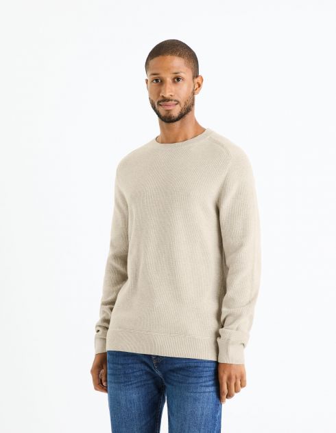 Pull col rond  - beige