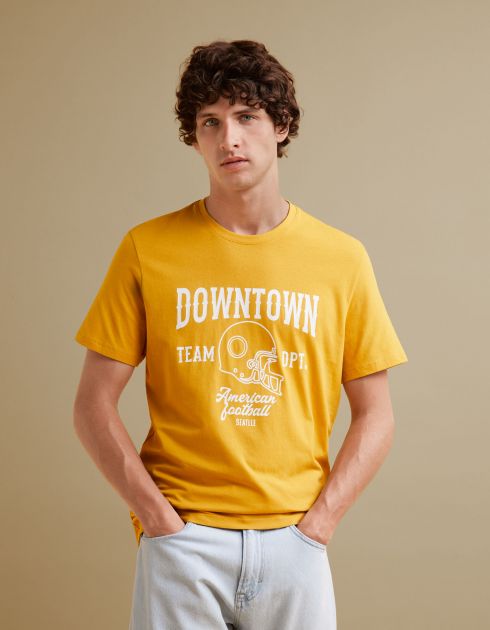 T-shirt col rond 100% coton - jaune