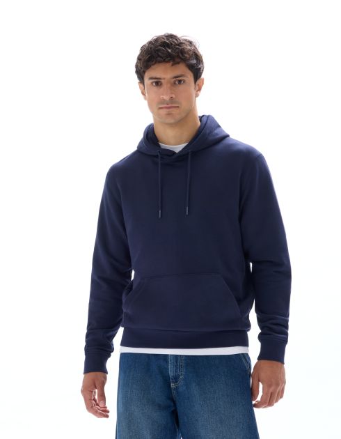 Sweat regular à capuche 100% coton - marine