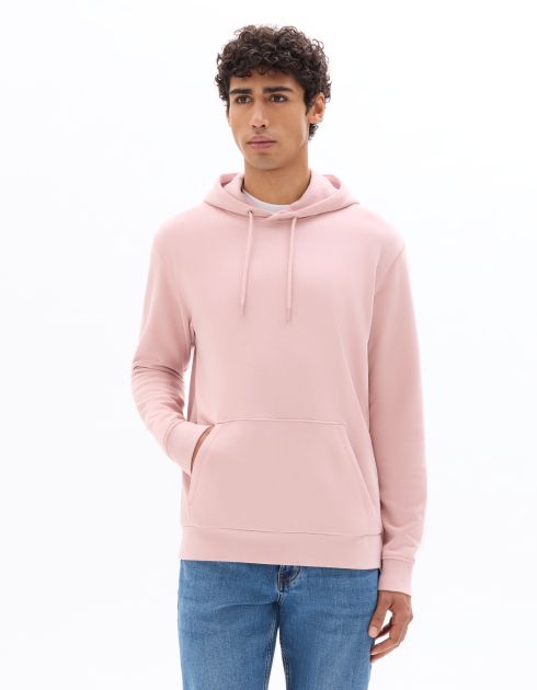 Sweat regular à capuche 100% coton - rose clair