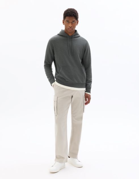 SW.01 Sweat regular à capuche 100% coton - anthracite chiné