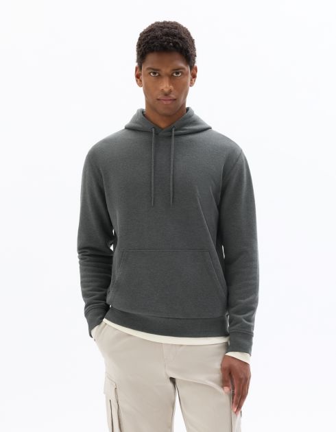 SW.01 Sweat regular à capuche 100% coton - anthracite chiné