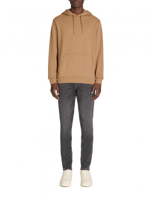 Sweat à capuche fixe en coton - taupe