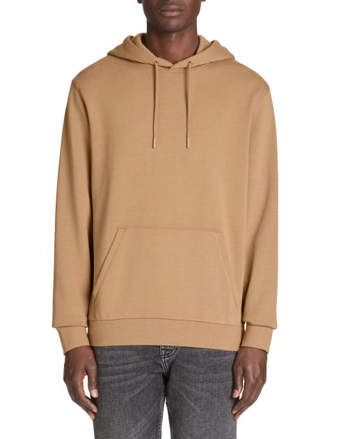 Sweat à capuche fixe en coton - taupe