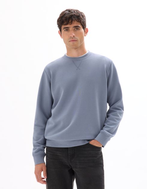 Sweat regular col rond 100% coton - bleu clair