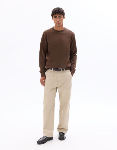 SW.02 Sweat regular col rond 100% coton - marron