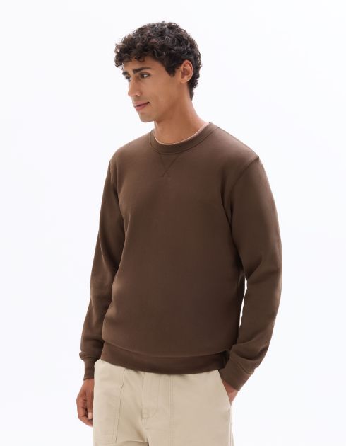 SW.02 Sweat regular col rond 100% coton - marron