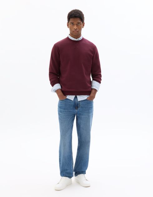SW.02 Sweat regular col rond 100% coton - rouge foncé
