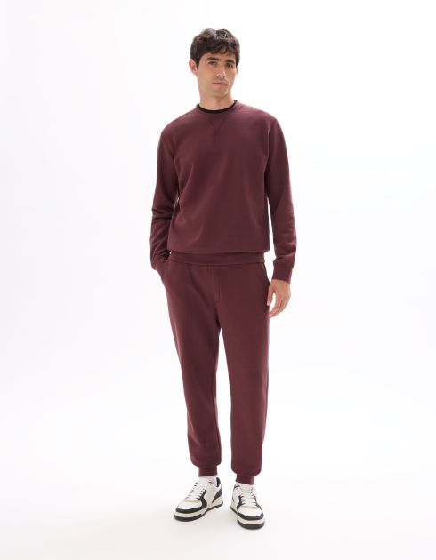 Sweat regular col rond 100% coton - bordeaux