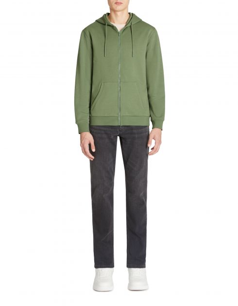Sweat capuche fixe en coton - kaki