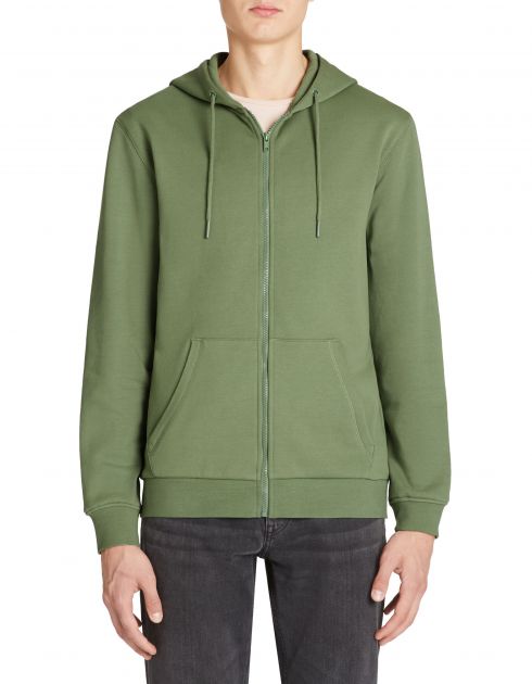 Sweat capuche fixe en coton - kaki