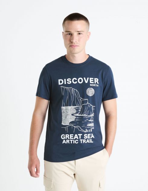 T-shirt col rond 100% coton - marine