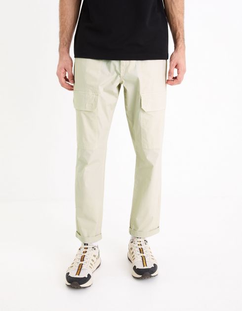 Pantalon poches plaquées coton stretch - beige