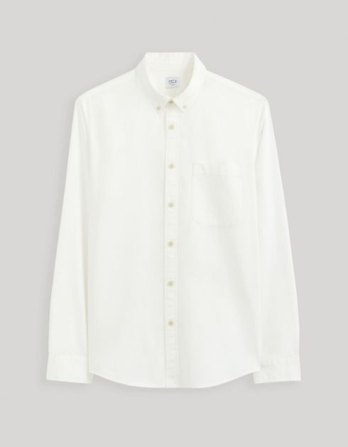 Chemise col boutonné regular 100% coton - blanc