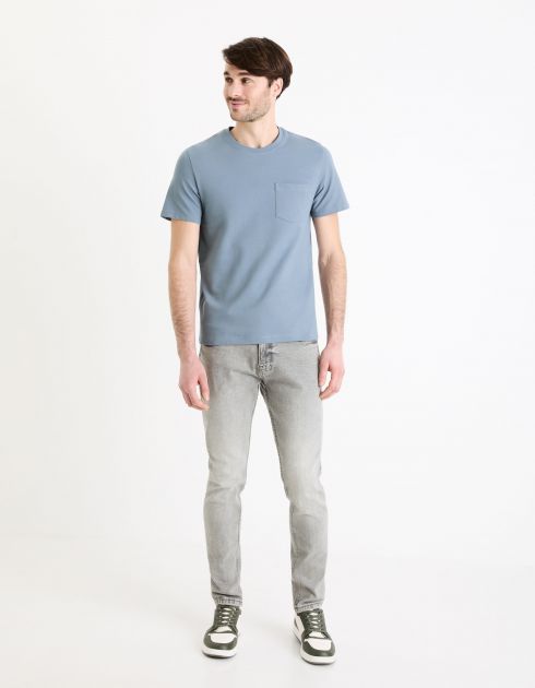 T-shirt col rond straight 100% coton - bleu