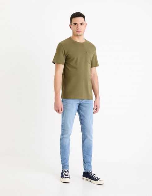 T-shirt col rond straight 100% coton - kaki