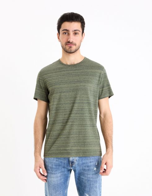 T-shirt col rond straight coton mélangé - marine