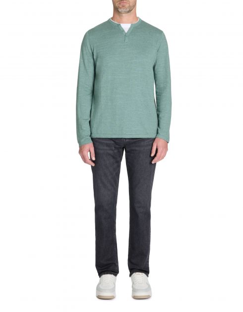 Pull col tunisien 100% coton - vert