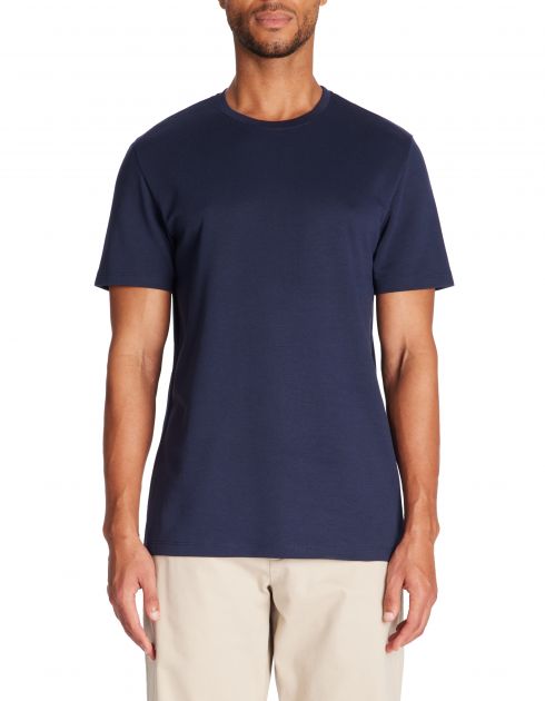 T-shirt straight col rond coton mélangé - marine