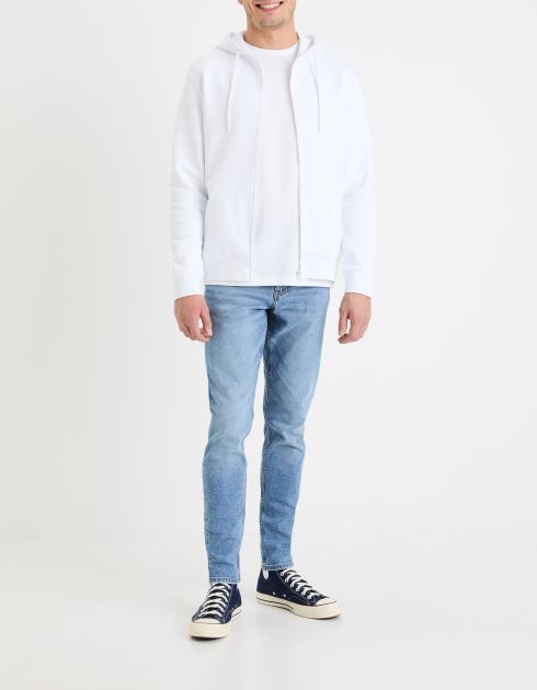 T-shirt straight col rond coton mélangé - blanc