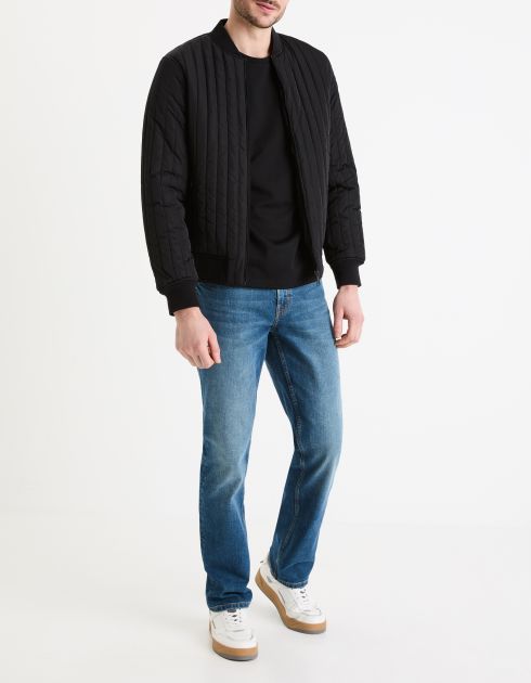 T-shirt straight col rond coton mélangé - noir