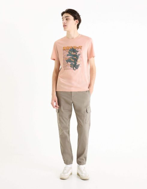 T-shirt col rond straight 100% coton - rose