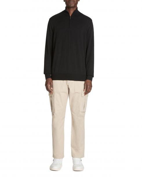 Pull col montant zippé 100% coton - noir