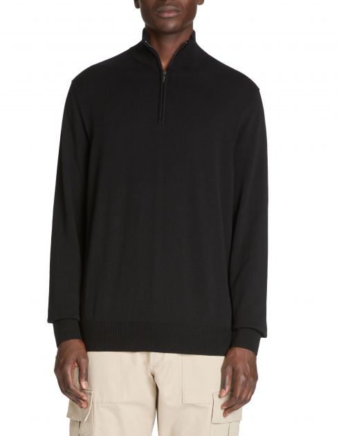 Pull col montant zippé 100% coton - noir