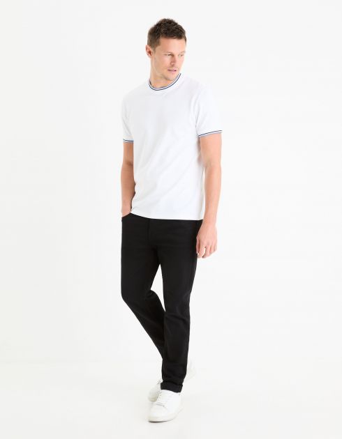 T-shirt col rond straight coton stretch - blanc