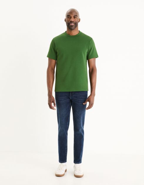 T-shirt col rond boxy 100% coton - vert