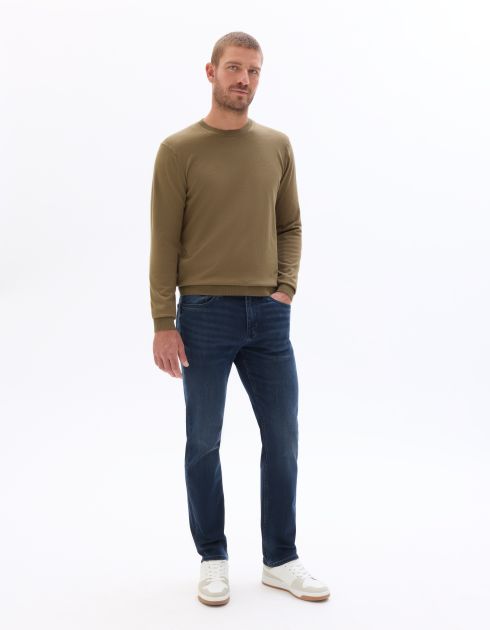Jean C.15 straight coton stretch 3 longueurs - bleu foncé