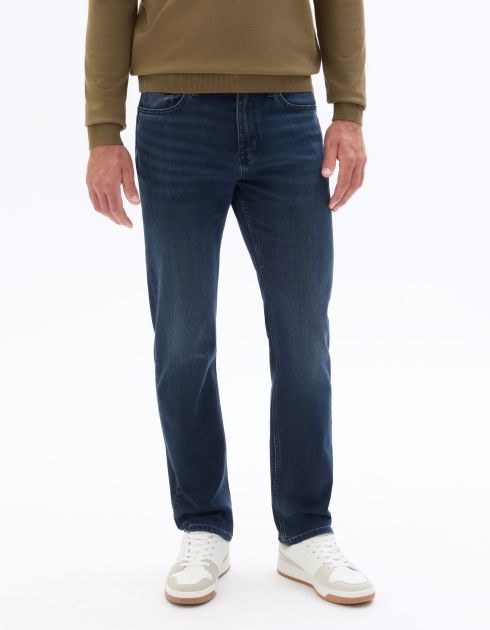 Jean C.15 straight coton stretch 3 longueurs - bleu foncé