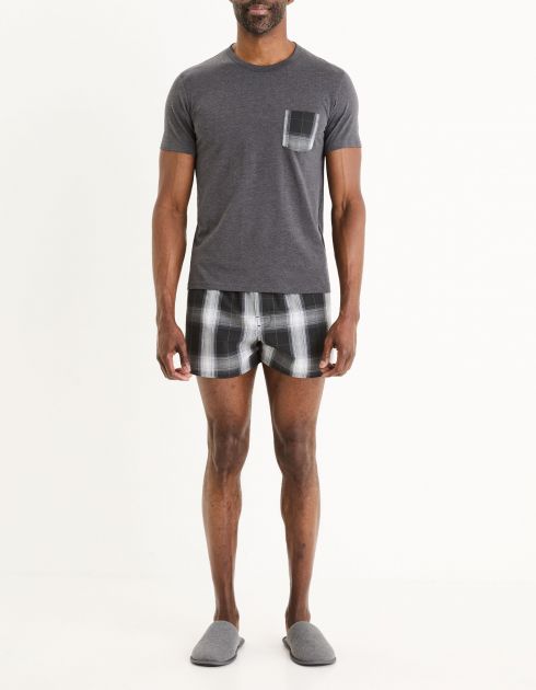 Pyjama haut et bas coton mélangé - anthracite