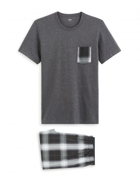 Pyjama haut et bas coton mélangé - anthracite