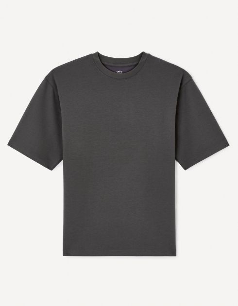 T-shirt oversize col rond - gris