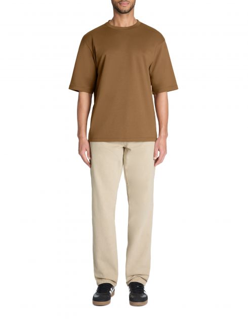 T-shirt infroissable oversize col rond  - café
