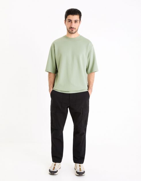 T-shirt col rond oversize coton mélangé - vert