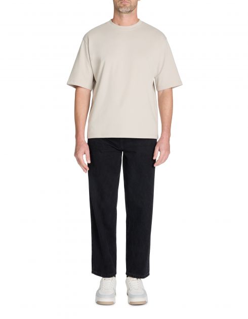 T-shirt infroissable oversize col rond - beige