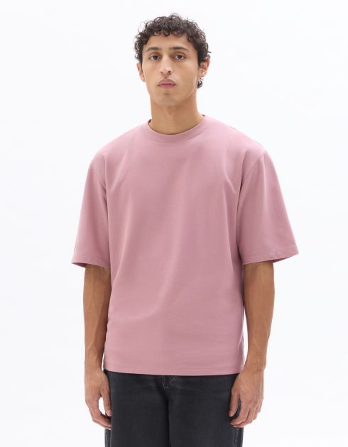 T-shirt oversize col rond - rose