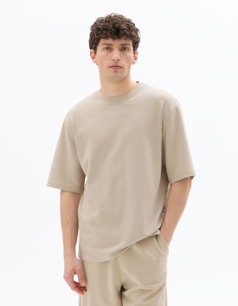 T.04 T-shirt oversize col rond - taupe clair