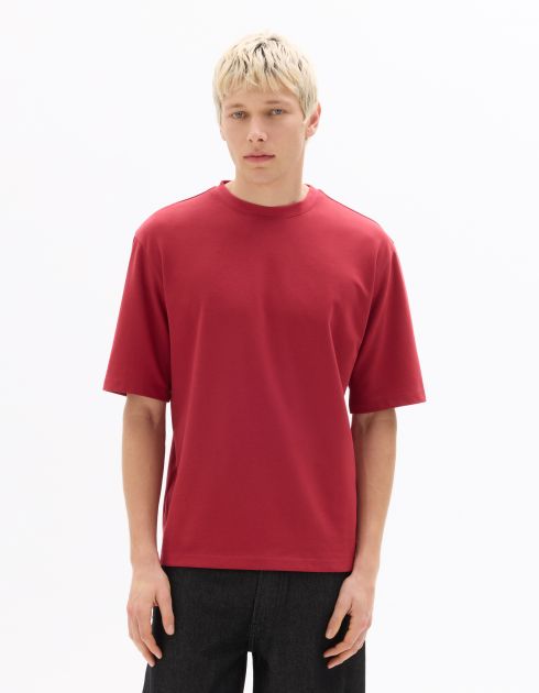 T-shirt oversize col rond - rouge