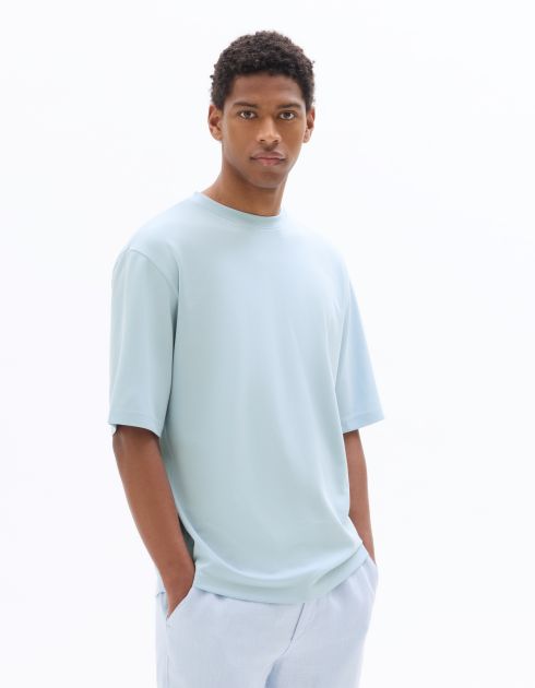 T-shirt oversize col rond - bleu ciel