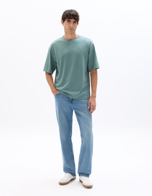 T.04 T-shirt oversize col rond - vert bleu