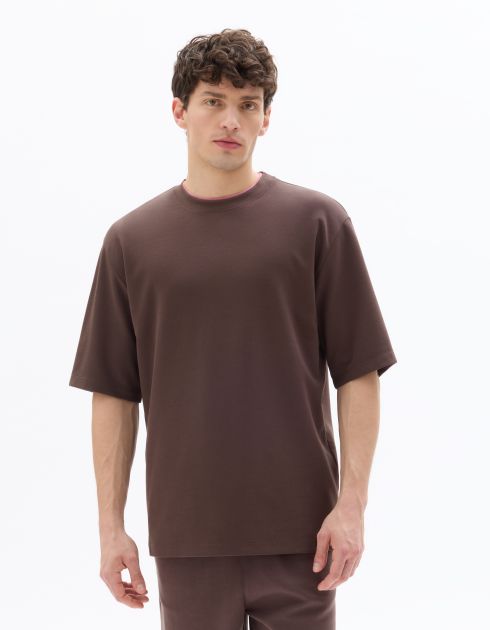 T.04 T-shirt oversize col rond - marron glacé