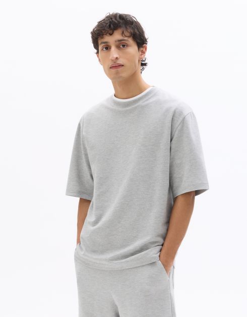 T-shirt oversize col rond - gris