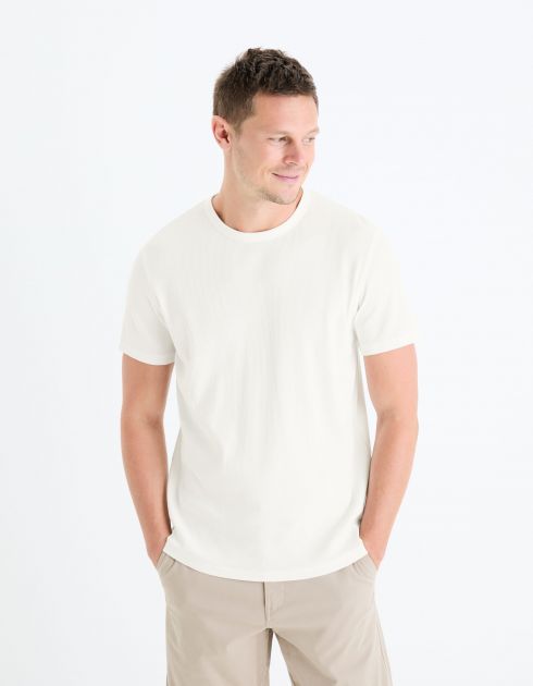 T-shirt col rond straight stretch - beige