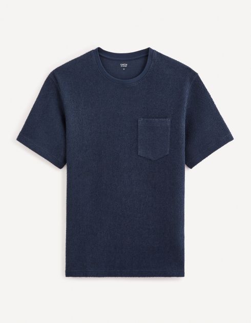 T-shirt boxy en coton stretch - marine