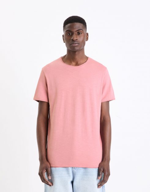 T-shirt à col rond en coton - rose