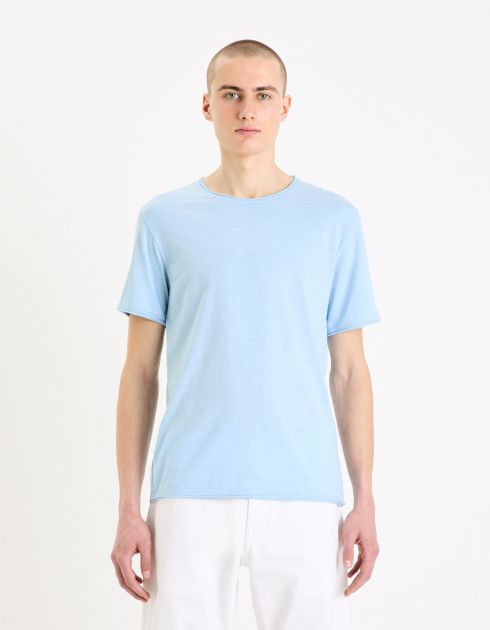 T-shirt à col rond en coton - bleu clair