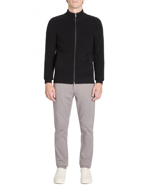 Cardigan col montant en coton - noir